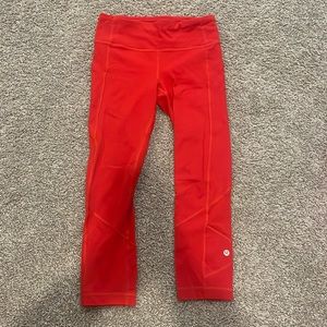 Lululemon red swift speed crop leggings